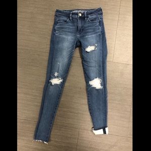 American eagle high waisted distressed jeggings